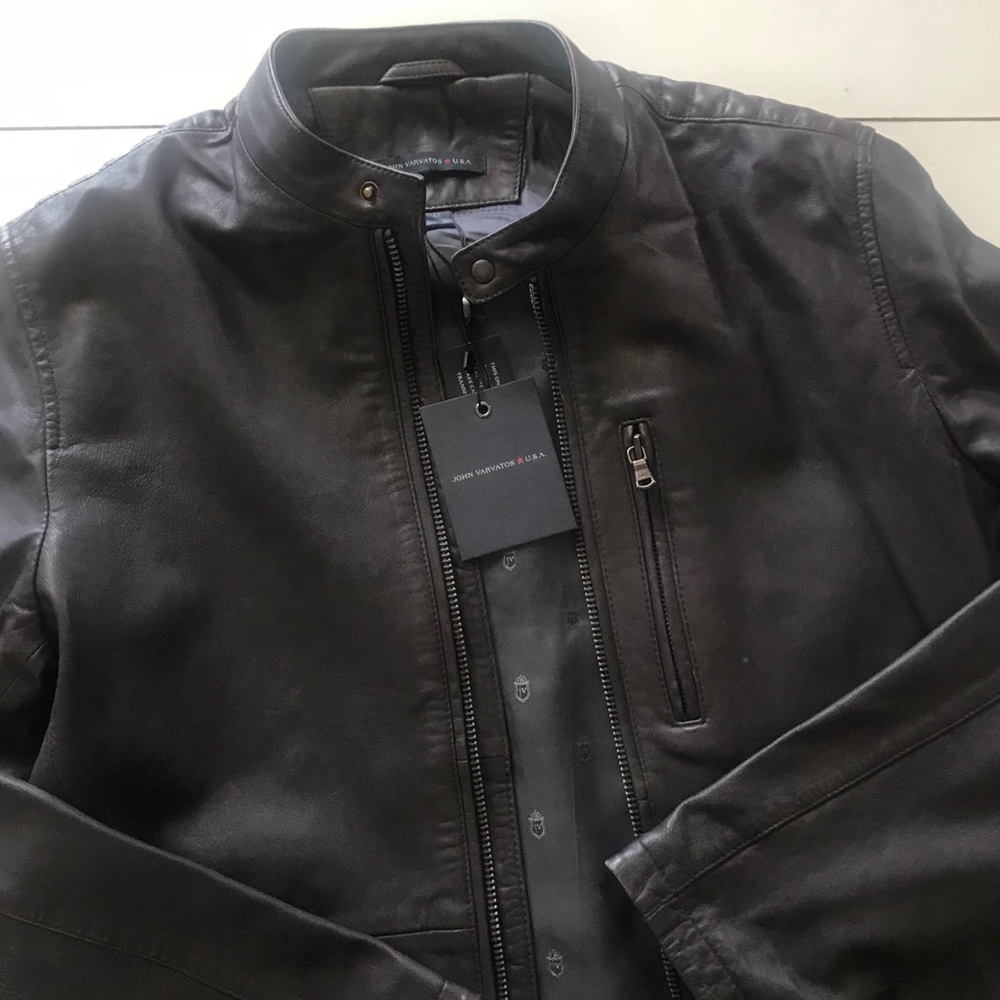 JOHN VARVATOS  LEATHER CLASSIC BOMBER JACKET - Picture 5 of 6